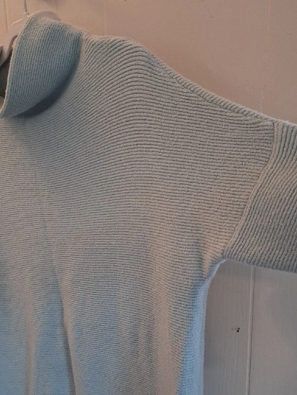 Free People Pale Blue Ribbed Ottoman Turtleneck Sweater Tunic Mini Dress